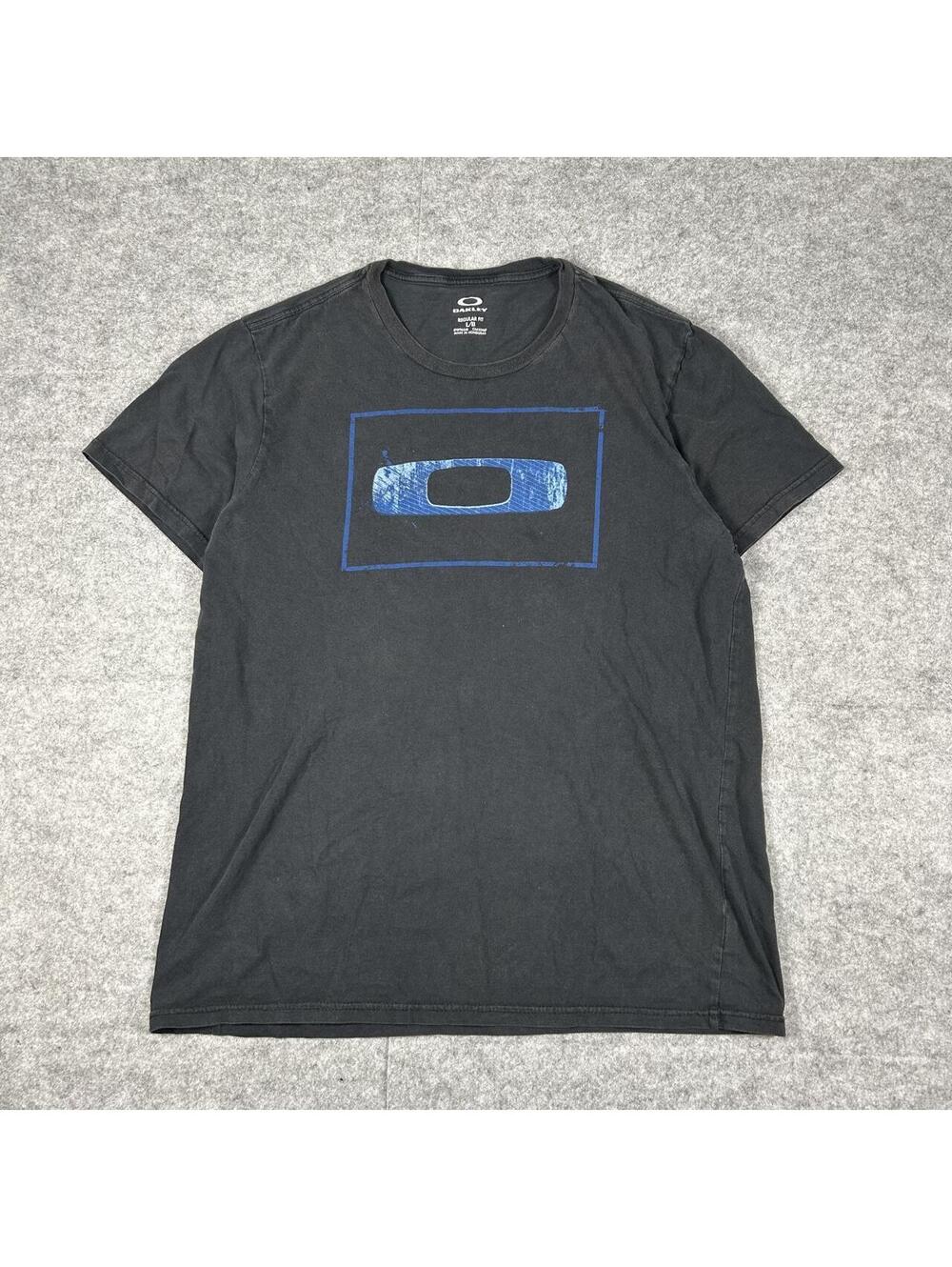 Vintage Oakley Blue Big Logo Skate Gorpcore Y2K Black T Shirt Size Large